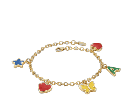 Pulsera dorada con charms de colores