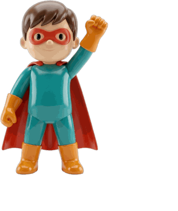 Figura de niño superhéroe con capa